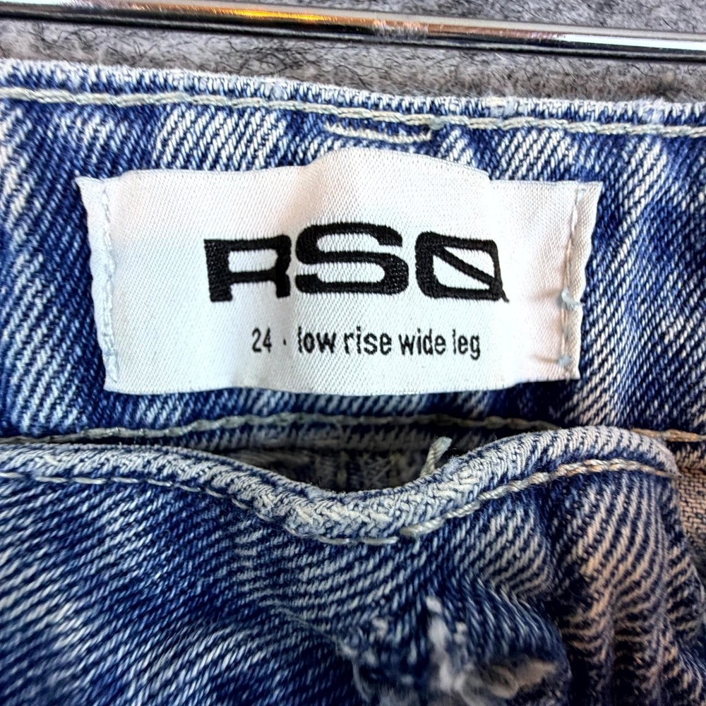 RSQ Baggy Jeans Womens 24 Blue Denim 100% Cotton Low Rise Wide Leg‎ Light Wash - Picture 8 of 9